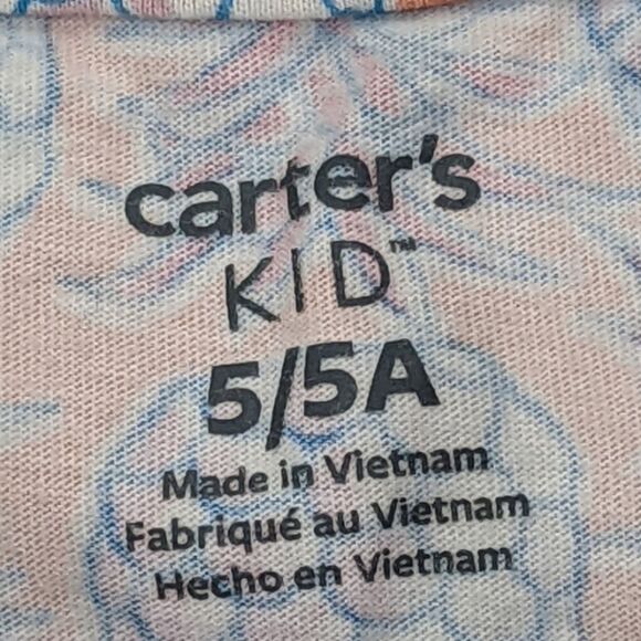 Carters Pineapple Orange Coral Pink Blue White Sleeveless Sundress Girls Size 5 - Picture 5 of 5